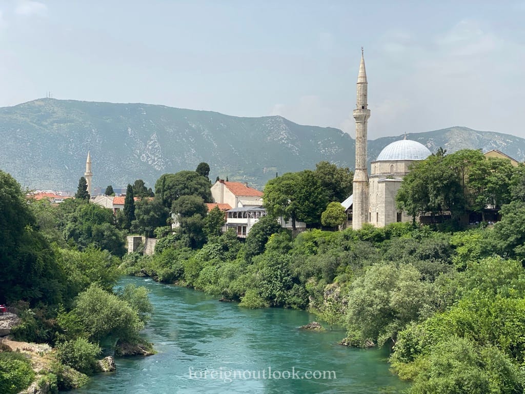 A view of Mostar's river and surrounding nature