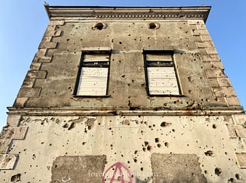 Destroyed facade after the Bosnian War
