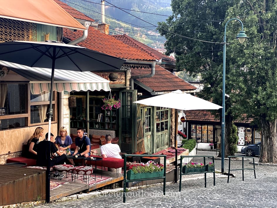 Street view of cafes